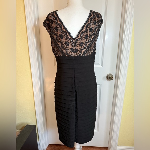 ADRIANNA PAPELL Black & Nude
Lace Shutter Pleat Pencil Dress, Sz 14 - Picture 5 of 9